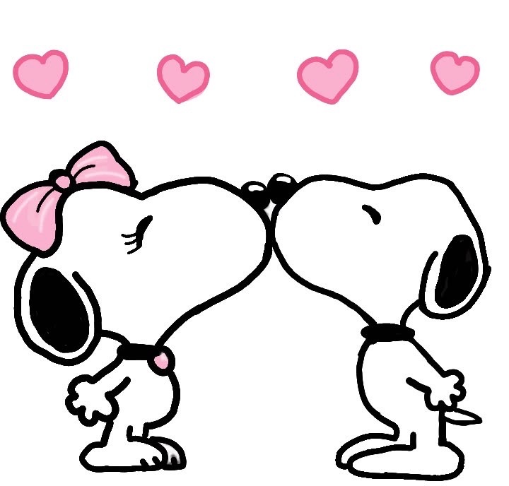 Snoopy kissing